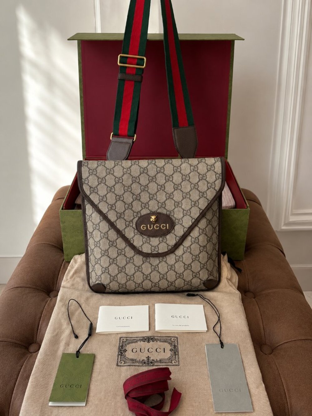 Gucci Neo Vintage GG Supreme Messenger Bag | Web Strap